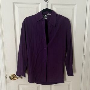Purple Button-Up Shirt 100% silk Charles Dylan size small